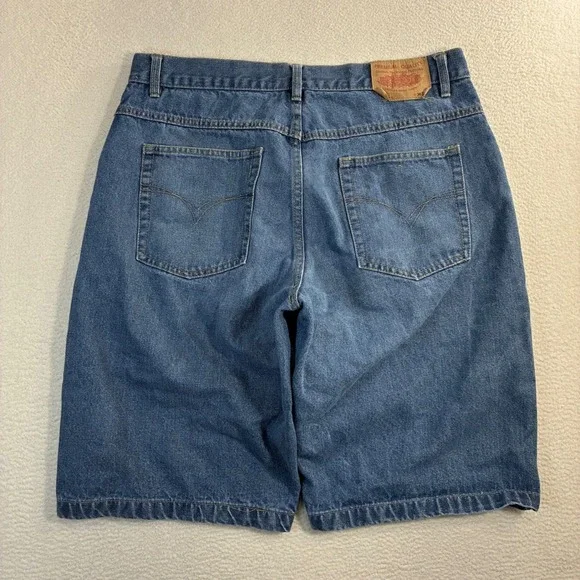 Y2K Noiz Baggy Jorts Men 38x13 Blue Loose Relaxed Skater Streetwear Jean Shorts - Picture 2 of 7
